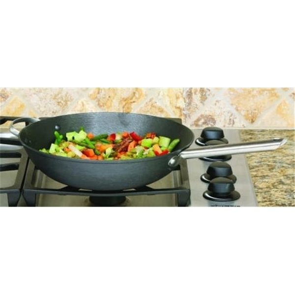 Bakebetter Chinese Wok 13 in. Cast Iron Lightweight Heat - Black - BA105087